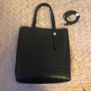 Zara Black Faux Croc Bag